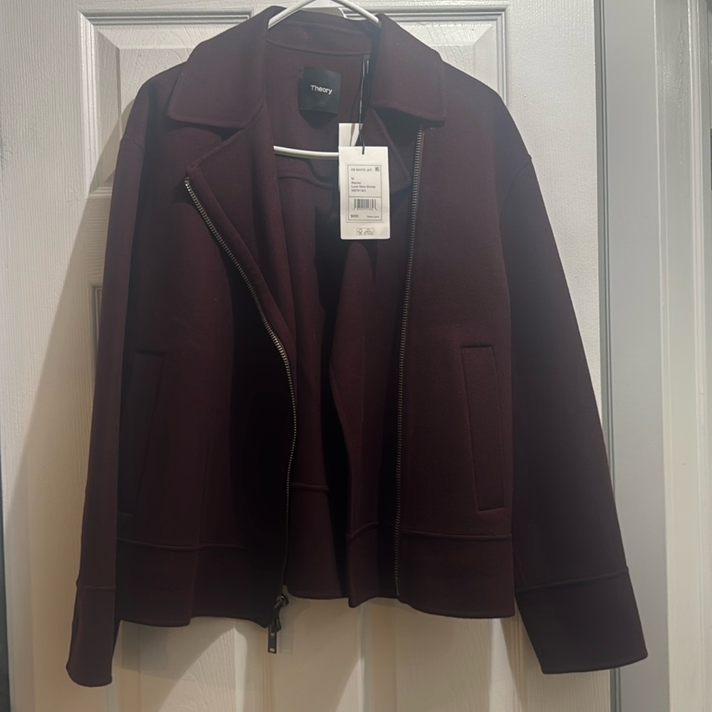 NWT Theory OS Moto Jacket Merlot Luxe New Divide